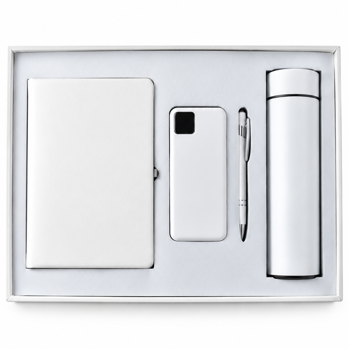 Coffret Cadeau Corporate Premium – Notebook, Powerbank, Stylo & Thermos